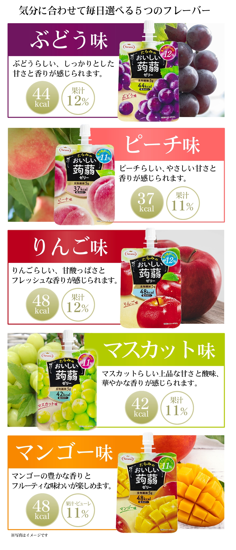 6％OFF＆送料無料】 たらみ おいしい蒟蒻ゼリー 150g （便利なパウチタイプ）5種×各6個 計30個(ぶどう・マスカット・ピーチ・りんご・マンゴー）  【フルーツゼリーの通販サイト】たらみ オンラインショップ